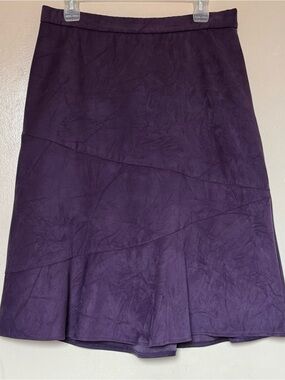 Purple A-Line Faux Suede Flared Women's Skirt